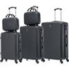 CELIMS - Set Valigie 6 Pezzi - Valigia Grande 23 kg + Valigia Media + Valigie Bagaglio a Mano + Valigia Piccola + 2x Beauty Case da Viaggio | Nero