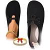 Hxprnoetxy Ballerine da donna in tinta unita, casual, comode, in pelle scamosciata, scarpe Mary Jane leggere e larghe con punta rotonda per le donne, Nero , 39 EU