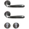 effedielle® Maniglia per Porta Completa Interno ed Esterno, con Molla di Ritorno, Disponibile in Diversi Modelli e Colori, viti di fissaggio comprese (Cromo Satinato, Tonda foro cilindro)