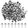 PATIKIL 200 Pz Borchie Metalliche Piedini Tonargento 0.4 x 0.7 Pollici | Ideali per Borse Decorazioni Abbigliamento Lavori Creativi, Fondo Piatto Rebbio Borsetta, Borsa a funghi