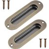 MiJunHD Maniglie da incasso a filo in acciaio inox per porte di armadi e mobili, 102 x 51 mm, color argento, rettangolari, per porte interne e armadi (2 x bronzo 120 x 40 mm rotondo)