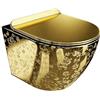 LAVITA WC sospeso WC con sedile WC con chiusura ammortizzata e cerniere in metallo Senza brida WC sospeso Sofi Slim Golden Eye 365x490x395 mm Oro