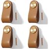 Yuaaoh Pomelli per Mobili in Pelle 4 Pezzi Pomelli Cuoio per Cassetti Maniglia per Armadio in Cuoio Maniglie per Mobili da Cucina Cuoio Maniglie con Viti, Foro Singolo (Marrone chiaro)