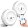 Vegena 2 Pezzi Rilevatore di Perdite d'acqua WiFi, 50x50x15mm Rilevatore di Perdite d'acqua Collegato, Intelligente Rilevatore di Acqua, Rilevatore di Inondazione Collegato Impermeabile IP66 per Cucina