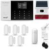 HUXGO® HXA005 Allarme casa senza fili WiFi + GSM 4G con wireless Sirena solare | Kit allarme con 1x rilevatore di movimento, 5x sensori per porte e finestre, telecomando | TUYA Smartlife App