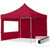 TOOLPORT Gazebo Pieghevole Giardino 3x3m - 2 Laterali Alluminio Telo Idrorepellente Padiglione Mercati Sagre Rosso