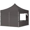 TOOLPORT Gazebo Pieghevole Giardino 3x3m - 4 Laterali Alluminio Telo Idrorepellente Padiglione Mercati Sagre Grigio