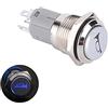 Asudaro Interruttore a pulsante clacson per auto, Interruttore a pulsante momentaneo LED con ripristino automatico 12V Interruttore a pulsante in Acciaio Inossidabile impermeabile da 16mm Per auto moto