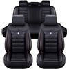FVVWVRCSX Coprisedili Auto per Nissan Micra K12 2003-2025 2026 Pelle Impermeabile Set Completo Sedili Anteriori e Posteriori, Protezione Completa Accessori,Black Red