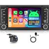Hodozzy 4G+64G Android Autoradio per VW Touareg 2004-2011 per Volkswagen T5 T6 per Multivan 2004-2009 Carplay Android Auto Stereo 7 Pollici Touch Screen, Hodozzy Radio 2 Din con Bluetooth GPS WiFi,camera