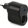 Horktrust Adattatore di corrente da 220 V a 12 V per accendisigari auto, convertitore AC/DC con presa accendisigari e USB 5 V/1 A, solo per accessori a basso consumo fino a 6 W, GPS e luci LED