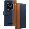 Shantime Custodia in pelle bicolore per Fossibot F107 Pro - Blu | 6.95 Custodia flip protettiva con portacarte, blocco RFID, supporto magnetico, profilo sottile da business