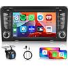 Hodozzy [6G+128G] 8-Core Autoradio per Audi A3 2003-2012/ S3 2006-2012/ RS3 2011-2012 Android Autoradio Bluetooth GPS, Hodozzy 7 Pollici Touchscreen Radio con CarPlay Wireless Android Auto, WiFi DSP, FM RDS