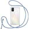 Vauki Cover per Samsung Galaxy A51 con Cordino, Custodia con Laccio Collana Tracolla Trasparente Silicone TPU+PC Bumper Back Antigraffio Proteggere Case Corda per Samsung A51, Viola