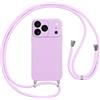 Vauki Custodia per iPhone 17 Pro Cover con Cordino,Viola Silicone Antiurto TPU Morbido Case Corda Collana Necklace Regolabile Stylish con Catena Sottile Cover per iPhone 17 Pro 6.3,Viola