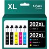 Coloran 202 XL Cartuccia d'inchiostro compatibile con Epson 202 202XL Multipack, per Epson XP 6100 Cartucce per Epson Expression Premium XP-6000 XP-6105 XP-6005 XP6100 XP6000 XP6105 XP6005 (confezione