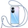 Vauki Cover per OPPO Reno 10 5G /OPPO Reno 10 Pro 5G con Cordino, Custodia con Laccio Collana Tracolla Trasparente Silicone TPU+PC Bumper Back Antigraffio Proteggere Case Corda per Reno 10 5G,Viola