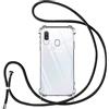 Vauki Cover con Cordino per Samsung Galaxy A40,Custodia con Laccio Collana Tracolla Trasparente Silicone TPU+PC Bumper Back Antigraffio Proteggere Case Corda per Samsung Galaxy A40,Nero