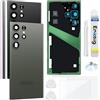 Enkeig Vetro Posteriore per Samsung Galaxy S23 Ultra S918, Verde | Qualità originale scocca vetro posteriore copribatteria back cover cover posteriore back glass con lente fotocamera kit.