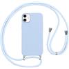 Vauki Custodia per iPhone 12 Mini Cover con Cordino,Blu Silicone Antiurto TPU Morbido Case Corda Collana Necklace Regolabile Stylish con Catena Ultra Sottile Cover per iPhone 12 Mini,Blu