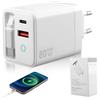 syluxa Caricatore retrattile USB C 80W GaN Adattatore di alimentazione rapida a 3 porte con cavo integrato per telefoni cellulari tablet computer universale