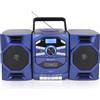 Emerson - Lettore CD portatile con lettore di cassette, registratore a nastro, radio Am/FM, ingresso AUX MP3, altoparlanti staccabili, AC/DC e funziona a batteria, impianto stereo per la casa,