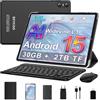 SKYEGG Tablet 10 Pollici Android 15 con Gemini AI, 30GB RAM + Espandibile 2TB ROM, Octa-Core, Widevine L1, WiFi 5G, BT5.0, Fotocamere 8MP/5MP, 6000mAh, con Tastiera, Mouse e Custodia - Nero Avorio
