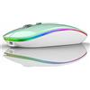 Uiosmuph G12 Mouse Wireless, 2,4 GHz con Ricevitore USB, DPI Regolabile LED Mouse Wireless Ergonomico per Mac/PC/Laptop/iPad - Verde Mentolo