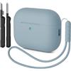 AOTUAO Custodia Compatibile con AirPods Pro 3 Case Cover, Case Protettiva Antiurto in Silicone per AirPods Pro 3a Generazione Custodia con Kit di Pulizia e Silicone Lanyar, Denim Blue