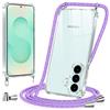 Vauki Cover con Cordino per Samsung Galaxy S26, Trasparente Silicone Custodia con Laccio Collana Tracolla, TPU+PC Bumper Antigraffio Proteggere Case Corda per Samsung Galaxy S26 6,3, Viola 01