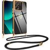 Vauki Cover con Cordino per Xiaomi 13T/Xiaomi 13T Pro 5G, Carina Motivo Cuore Custodia con Collana, Antiurto Ultra Silicone TPU Morbida e Sottile Catena per Cellulare Case per Xiaomi 13T Pro 5G, Nero