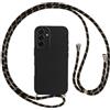 Vauki Cover con Cordino per Samsung Galaxy A17, Custodia con Laccio Collana Tracolla Collo Silicone Antiurto TPU Custodia Traslucida Opaca Protettiva Case per Samsung A17 6.7,Oro Nero