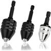 LEONTOOL 3 adattatori per mandrino senza chiave per avvitatore a percussione, codolo esagonale da 1/4, set di convertitori per punte da trapano a cambio rapido, include micro mandrini da 0,3-6,5 mm