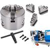Gungtj Mandrino a 3 ganasce, con chiave a T, attacchi a 3 ganasce, mandrino per tornio da 80 mm, per incisore, fresatrice, router, stampante 3D, foratura, falegnameria, falegnameria
