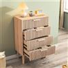 BRILVERDE Cassettiera 4 Cassetti in Legno con Ante Forate - Comò per Camera da Letto e Soggiorno, Mobile con Cassetti Decorativo (90 x 60 x 34 cm)