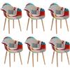 GrandCA HOME Set di 6 Sedie da Pranzo Moderne con Braccioli, Gambe in Faggio, Sedie da Cucina Patchwork Nordiche per Cucina, Soggiorno, Sala da Pranzo, Camera da Letto (Rosso)