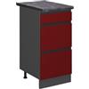 Vicco Mobiletto base per cucina R-Line, Rosso, 40 cm J-Shape con cassetti, PL Antracite, per la libera combinazione all'interno di sistemi cucina modulari