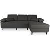 SAMIRA Divano angolare 3 posti con chaise longue destra mod. Washington (Tessuto, Grigio scuro)