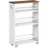 HOOBRO Carrello di Servizio, Carrello da Cucina a 4 Ripiani, Stretto, con Rotelle Bloccabili, Bordi Rialzati Montaggio Facile, in Cucina, Bagno, Soggiorno, Noce e Bianco EWH22TC01