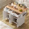 Henjda Isola da cucina con piano di lavoro, carrello da cucina con piano del tavolo pieghevole, con ruote e gambe in legno intercambiabili, autoportante, per cucina e sala da pranzo, 120 x 46 (70) x