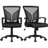 Yaheetech Sedia da Scrivania Ufficio Ergonomica a Rotelle Girevole Reclinabile in Rete Traspirante con Braccioli Altezza Regolabile Portata 136 kg (2, Nero)