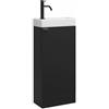 Badplaats B.V. Badplaats Orion - Mobile per WC per ospiti, 40 x 22 cm, nero opaco, mobiletto sottolavello con lavabo in ceramica