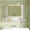 FORABAMB Specchio Bagno con Illuminazione LED regolabile e Presa Multipla, Specchiera Bagno con Ripiani Regolabili, Mobiletto Bagno con Specchio Grande HD e Ripiano Portaoggetti,70x16x70 cm