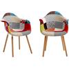 HJhomeheart Set di 2 Sedie da Pranzo in Tessuto patchwork con Braccioli, Poltrona dal Design Moderno, Sedia da Cucina in Legno di Faggio Scandinavo (A5-Rosso)