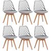 GrandCA HOME Set di 6 Sedie da Pranzo, Sedie da Cucina Moderne con Seduta Rivestita in pelle e Gambe in Faggio, Adatte a Cucine e Sale da Pranzo - Grigio