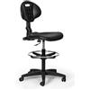 Topsit IND102 Sedia da Lavoro in Poliuretano, Seduta da Laboratorio, Sedia da Ufficio Ergonomica Girevole su Ruote con Anello Poggiapiedi in Metallo Cromo, Schienale e Altezza Regolabile