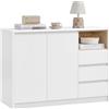 VASAGLE KAILYN Collezione - Credenza, Mobiletto, Armadietto da Cucina, Ripiani Regolabili, 3 Cassetti, 40 x 103,3 x 74,5 cm, per Soggiorno Cucina Studio, Bianco Nuvola BBK273W21V1