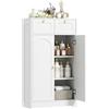 HOMCOM Mobile da bagno, mobile con 2 cassetti, doppia anta ad arco e ripiani regolabili, armadio da bagno, soggiorno, camera da letto, 60 x 30 x 108 cm, bianco