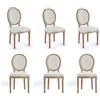VONLUCE Set di 6 Sedie da Pranzo Imbottite in Tessuto con Schienali Rotondi e Gambe in Legno di Gomma 6pcs Sedie Vintage in Peluche Stile Francese per Soggiorno Camera da Letto, Beige (Beige 6PCS)
