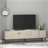Homidea Modena TV Lowboard 180 cm con porte e spazio di archiviazione, tavolino TV, mobile TV e mobile per TV in design scandinavo per soggiorno (travertino-beige)